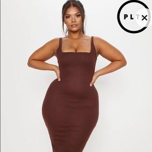 Pretty little thing-chocolate brown-midi dress